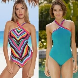 Trina Turk Multicolor and Teal One Piece Swimsuits